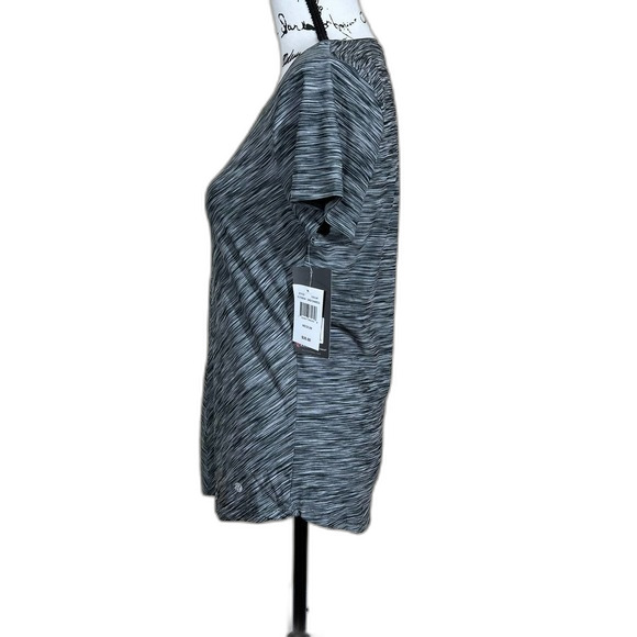 Bally Total Fitness gray top women active top gray short sleeve  size M gym yoga - Picture 12 of 12